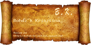 Bohák Krisztina névjegykártya
